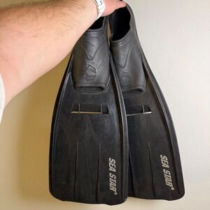 Sea Star Blk Full Foot Diving Fins Snorkeling Swim Size 9.5-11.5 EU 44-46 Italy